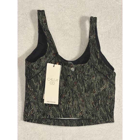 CALIA Inspire Womens Black Serpent Print Tank Scoop Neck Built in Bra XS NWT - Picture 2 of 3